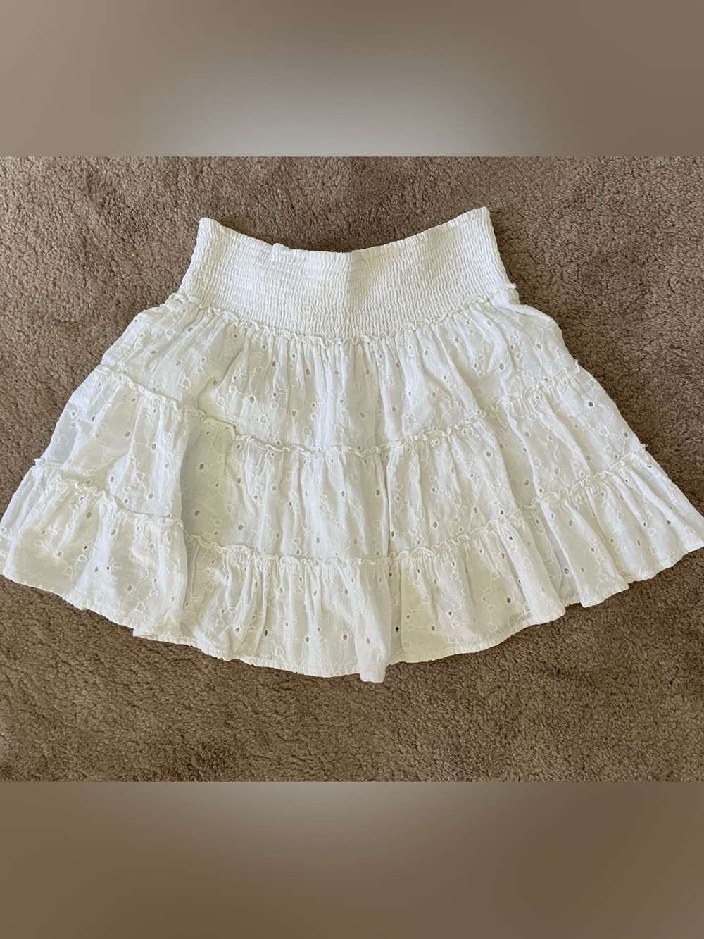 American Eagle Outfitters White Eyelet Ruffled Skater Skirt